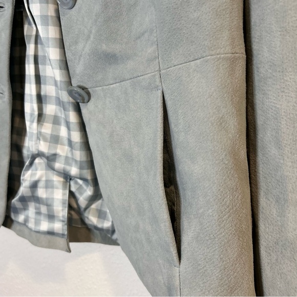 Isaac Mizrahi Leather Light Blue Blazer Size 14 - Picture 3 of 7